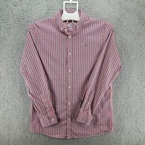 Vineyard Vines On the Go Performance brrr Shirt Boys Large‎ L 16 Red Plaid OTG